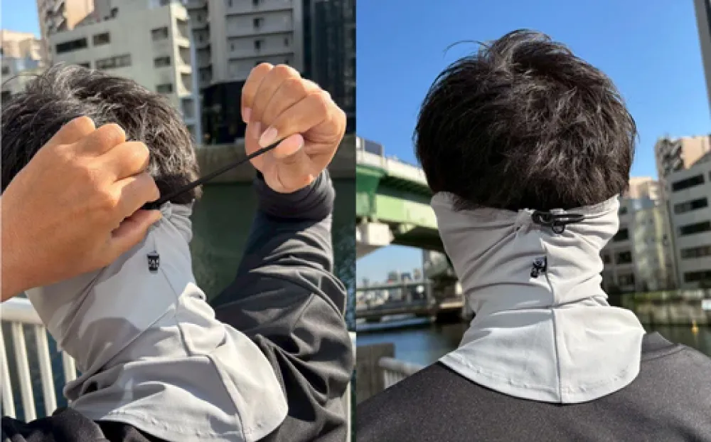 首元後ろのサイズ調整ストッパー
